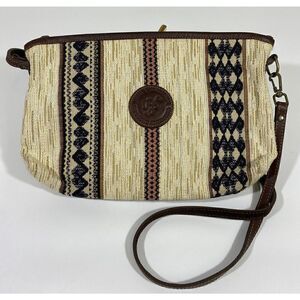 BOHO CUERO ARGENTINA ARTE Y TRADITION Woven Textile/BROWN LEATHER Purse Bag